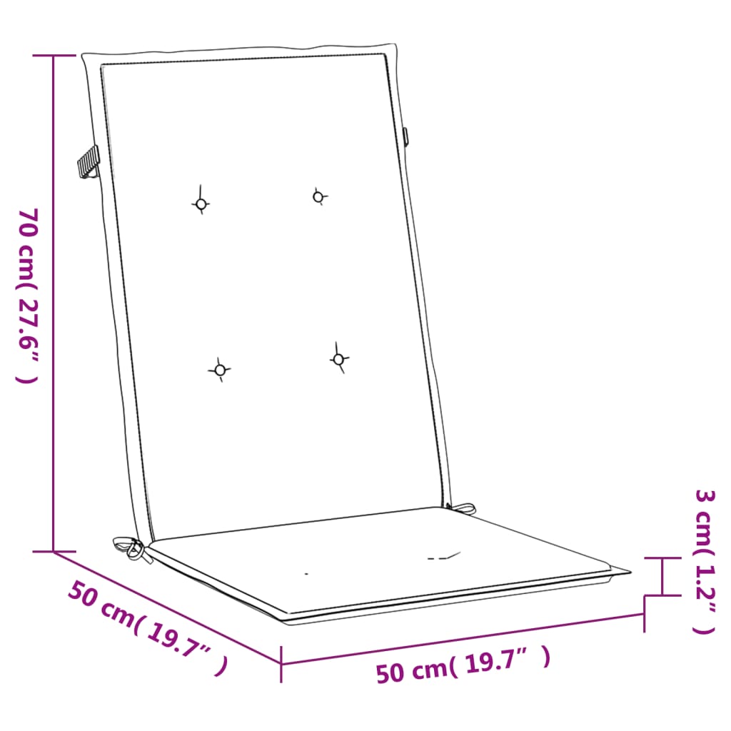 Podušky na židli vysoké opěradlo 2 ks antracitové 120x50x3 cm