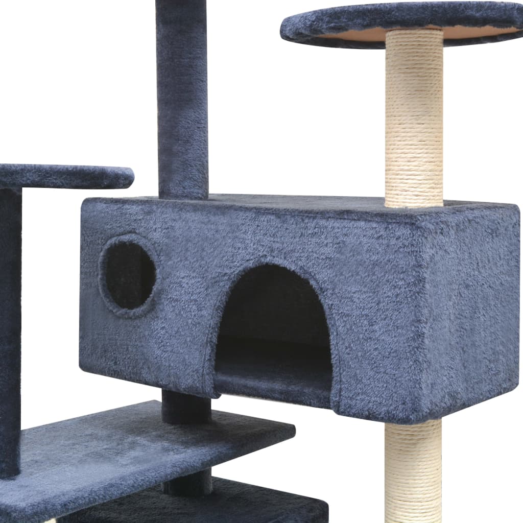 Škrabadlo pro kočky se sisalovými sloupky, 125 cm, tmavě modrá