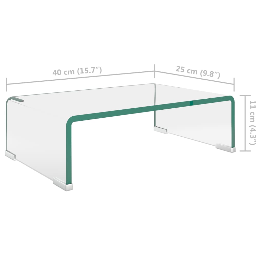 TV stolek / podstavec na monitor čiré sklo 40x25x11 cm