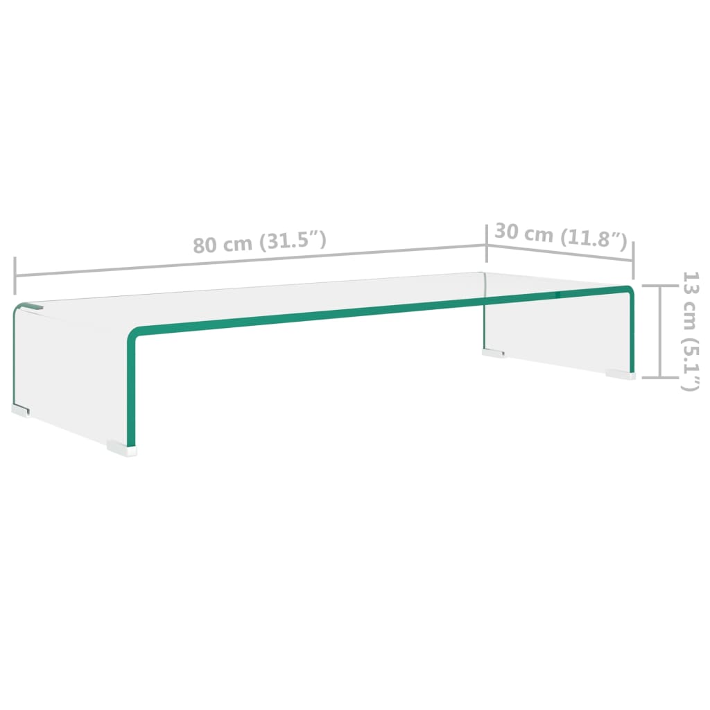 TV stolek / podstavec na monitor čiré sklo 80x30x13 cm