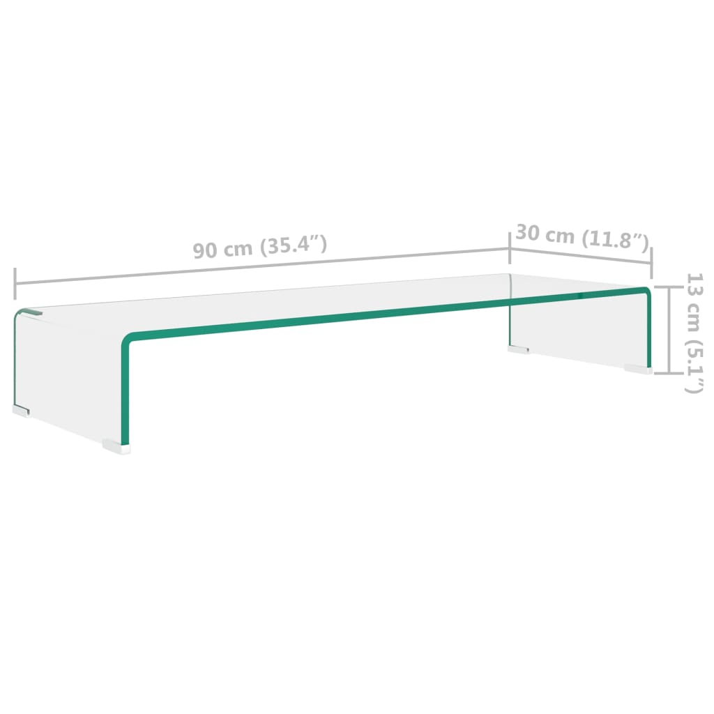 TV stolek / podstavec na monitor čiré sklo 90x30x13 cm