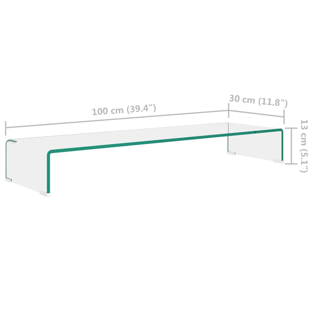 TV stolek / podstavec na monitor čiré sklo 100x30x13 cm