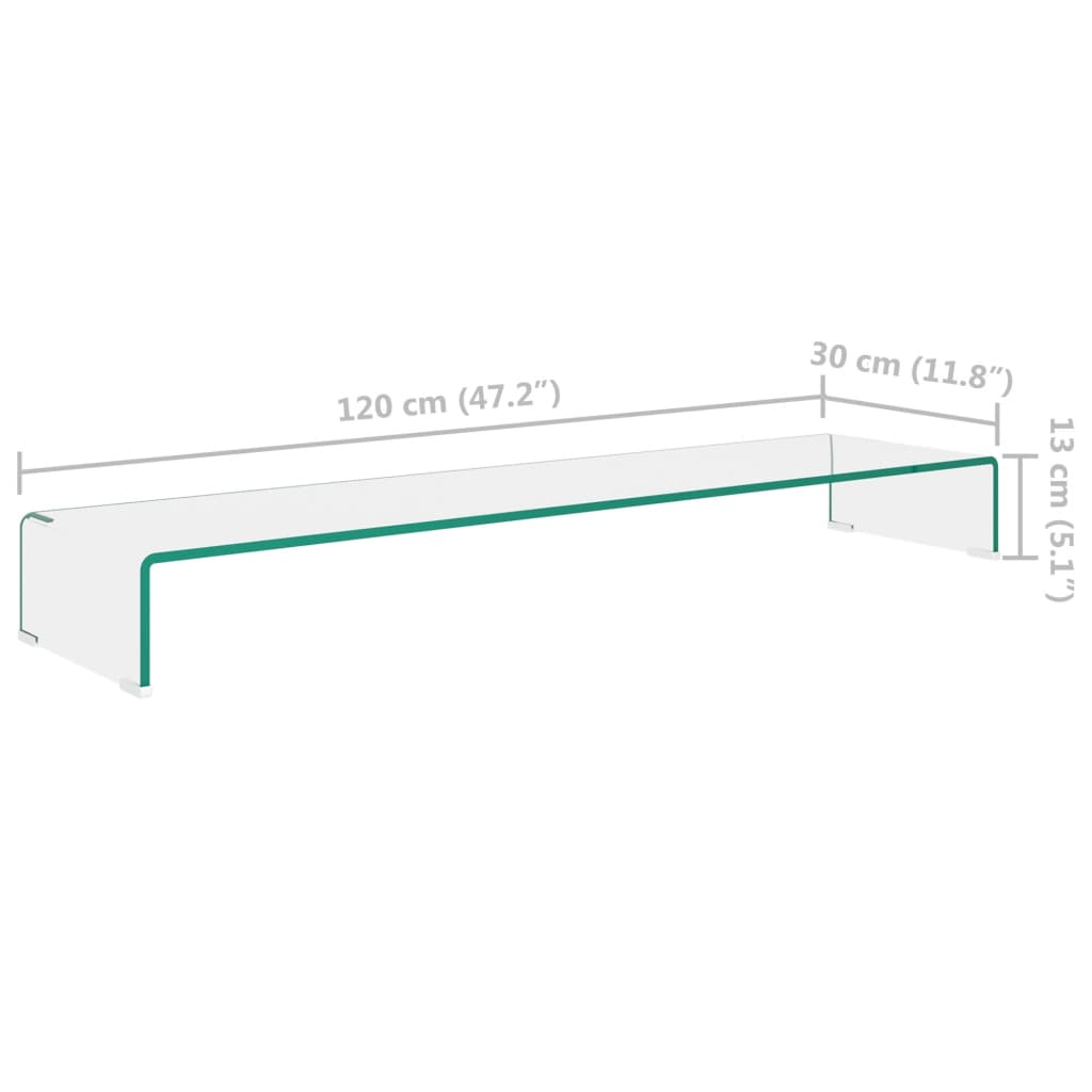 TV stolek / podstavec na monitor čiré sklo 120x30x13 cm