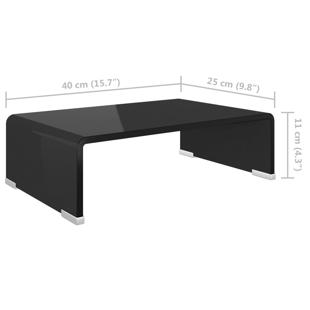 TV stolek / podstavec na monitor černé sklo 40x25x11 cm