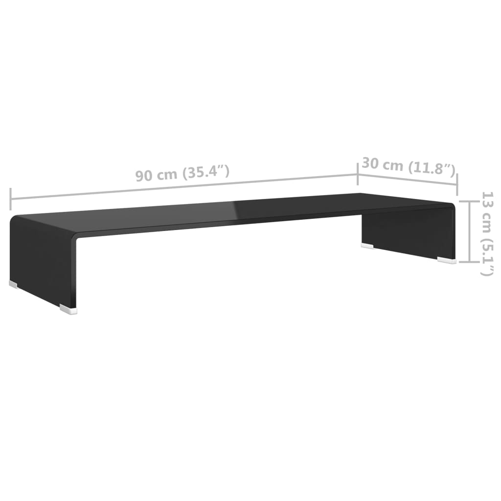 TV stolek / podstavec na monitor sklo černý 90x30x13 cm