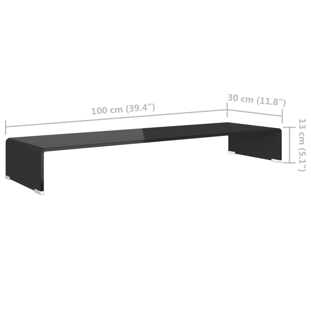 TV stolek / podstavec na monitor sklo černý 100x30x13 cm