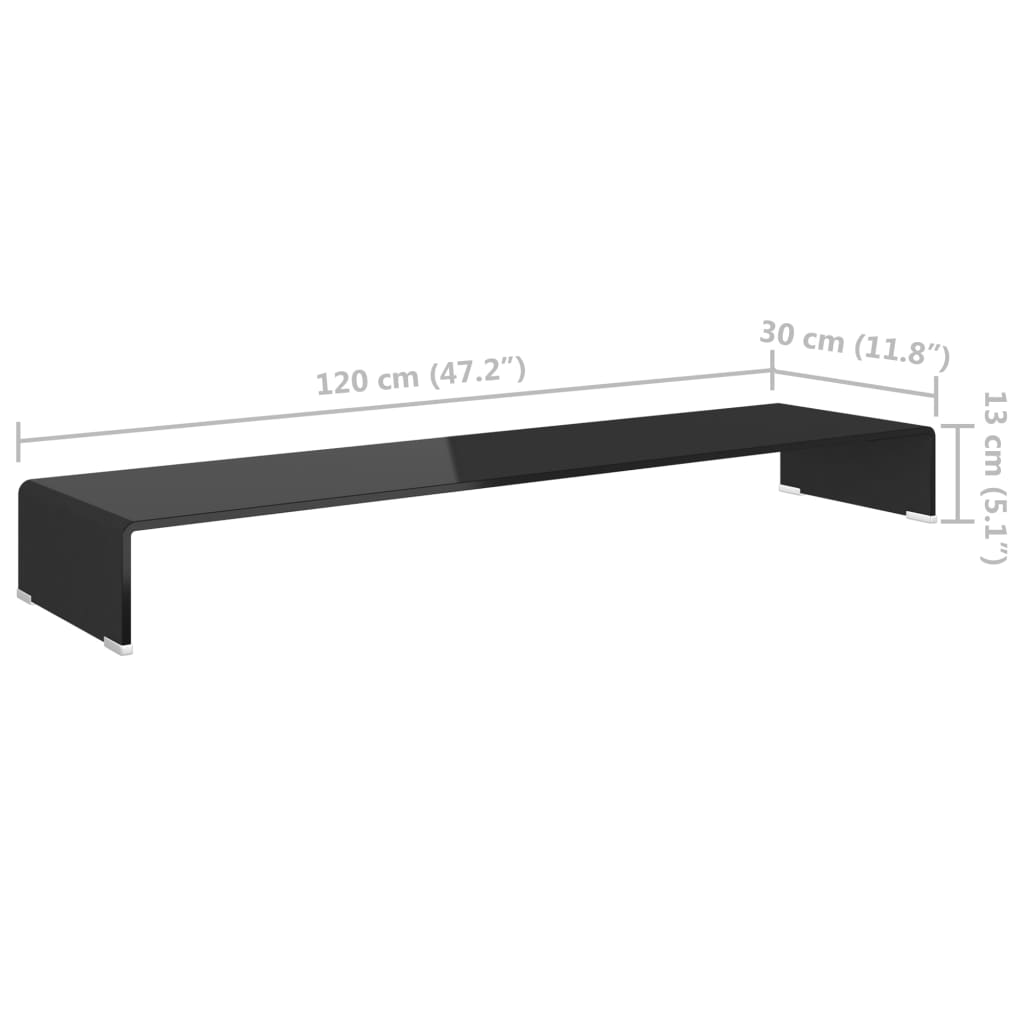 TV stolek / podstavec na monitor sklo černý 120x30x13 cm