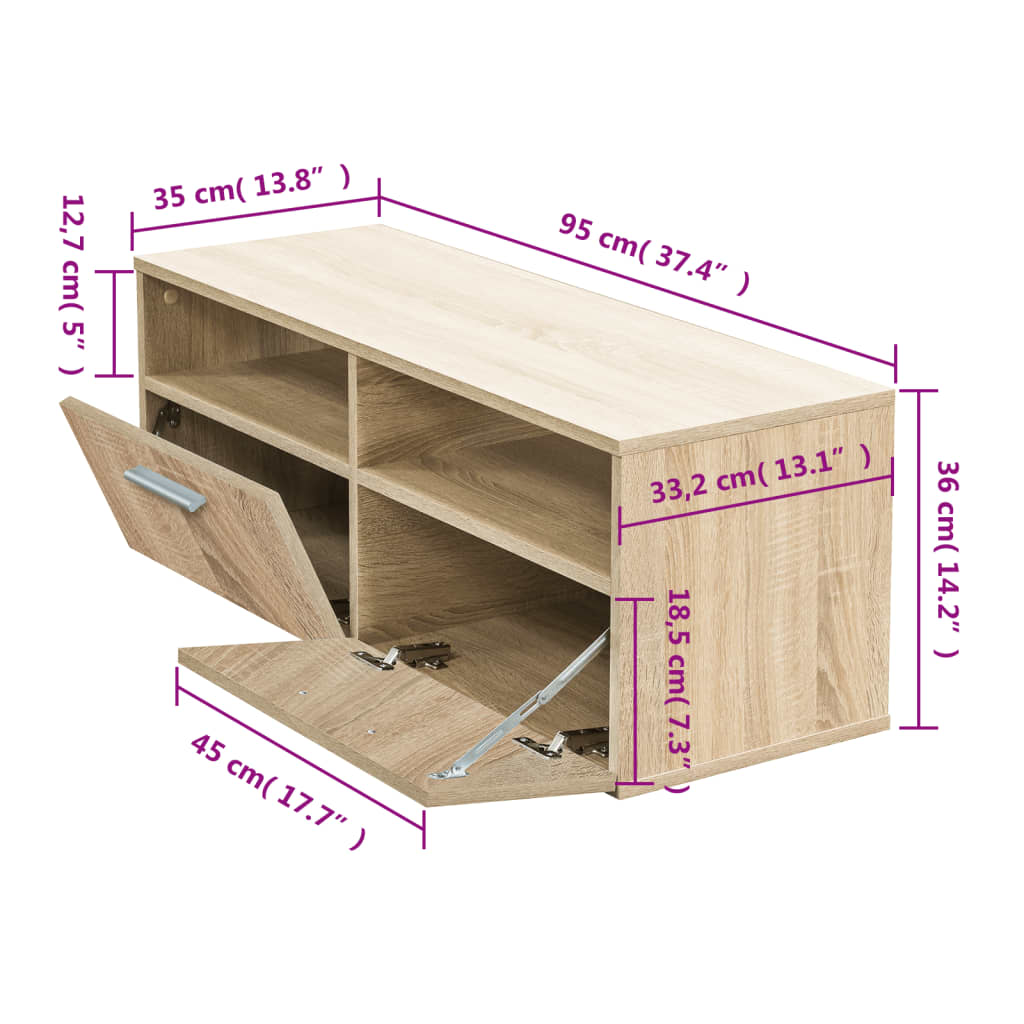 TV stolek kompozitní dřevo 95 x 35 x 36 cm dub