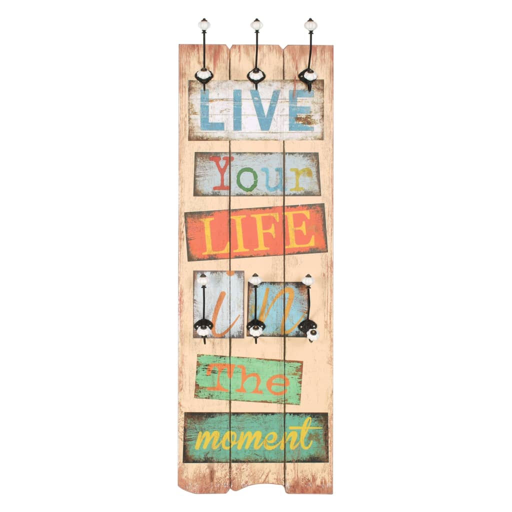 Nástěnný věšák na kabáty LIVE LIFE s 6 háčky 120 x 40 cm