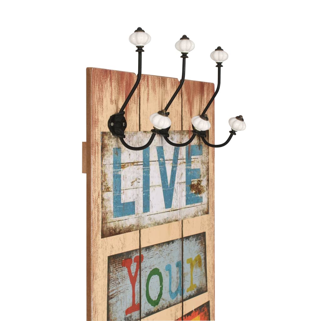 Nástěnný věšák na kabáty LIVE LIFE s 6 háčky 120 x 40 cm