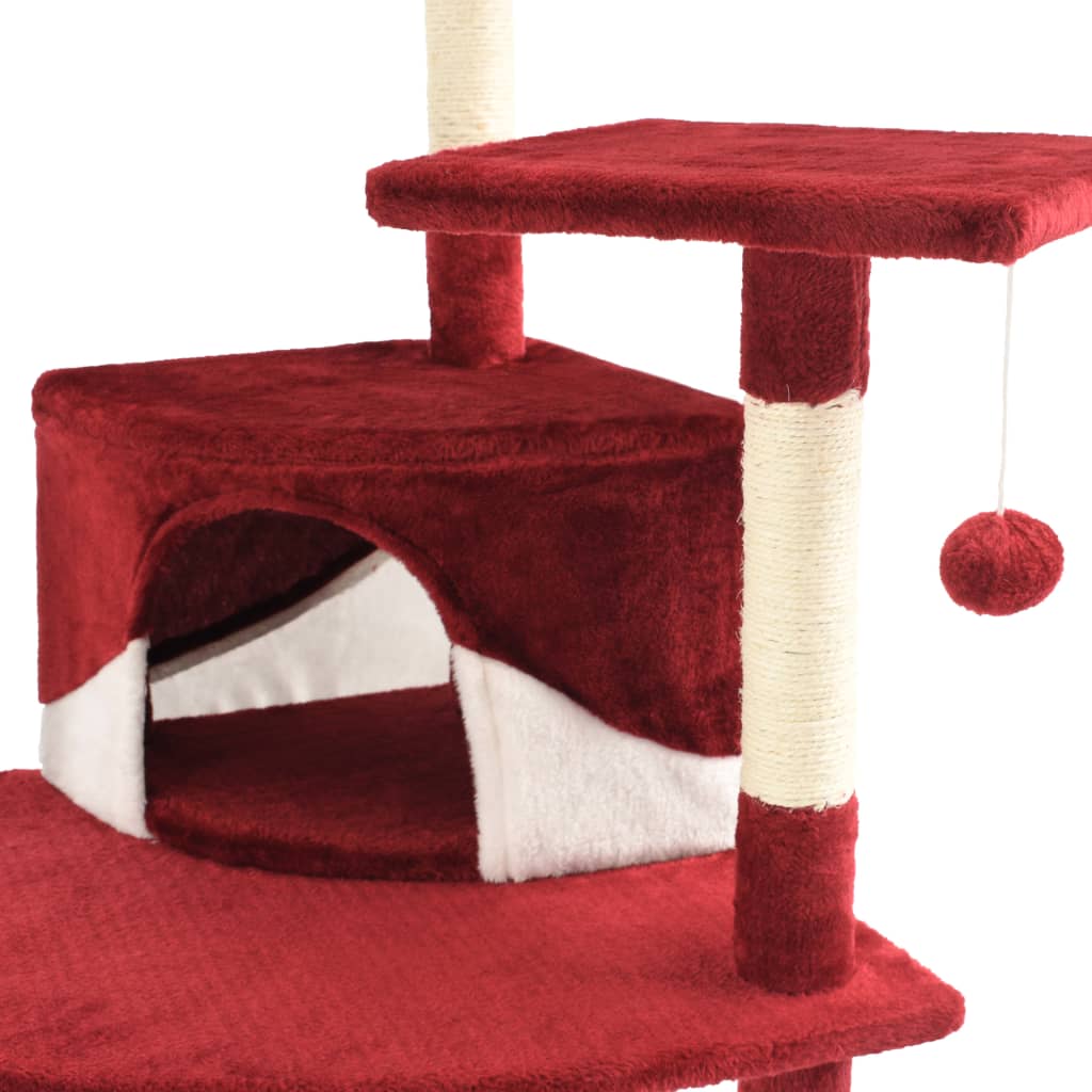 Škrabadlo pro kočky sisalové sloupky 203 cm červené a bílé