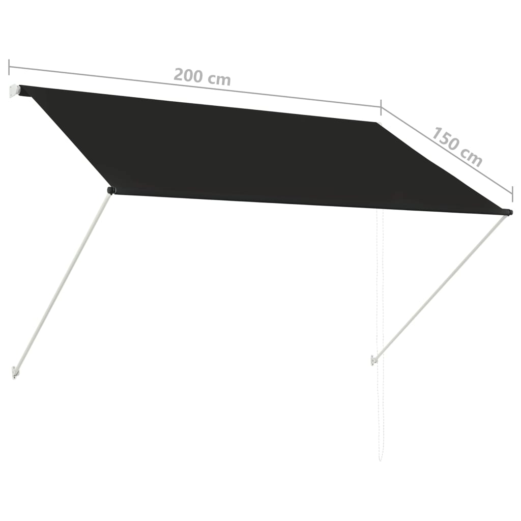 Zatahovací markýza antracitová 200 x 150 cm