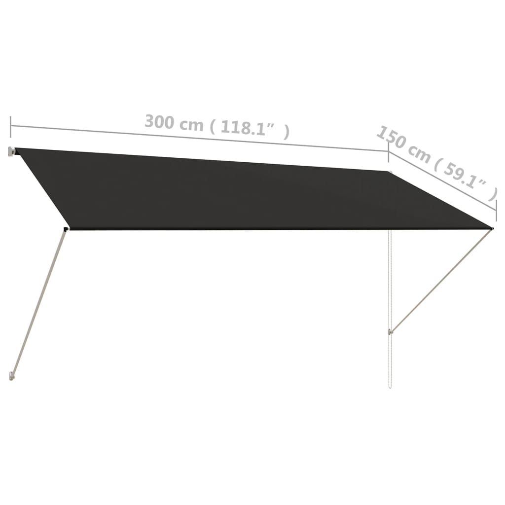 Zatahovací markýza 300 x 150 cm antracitová