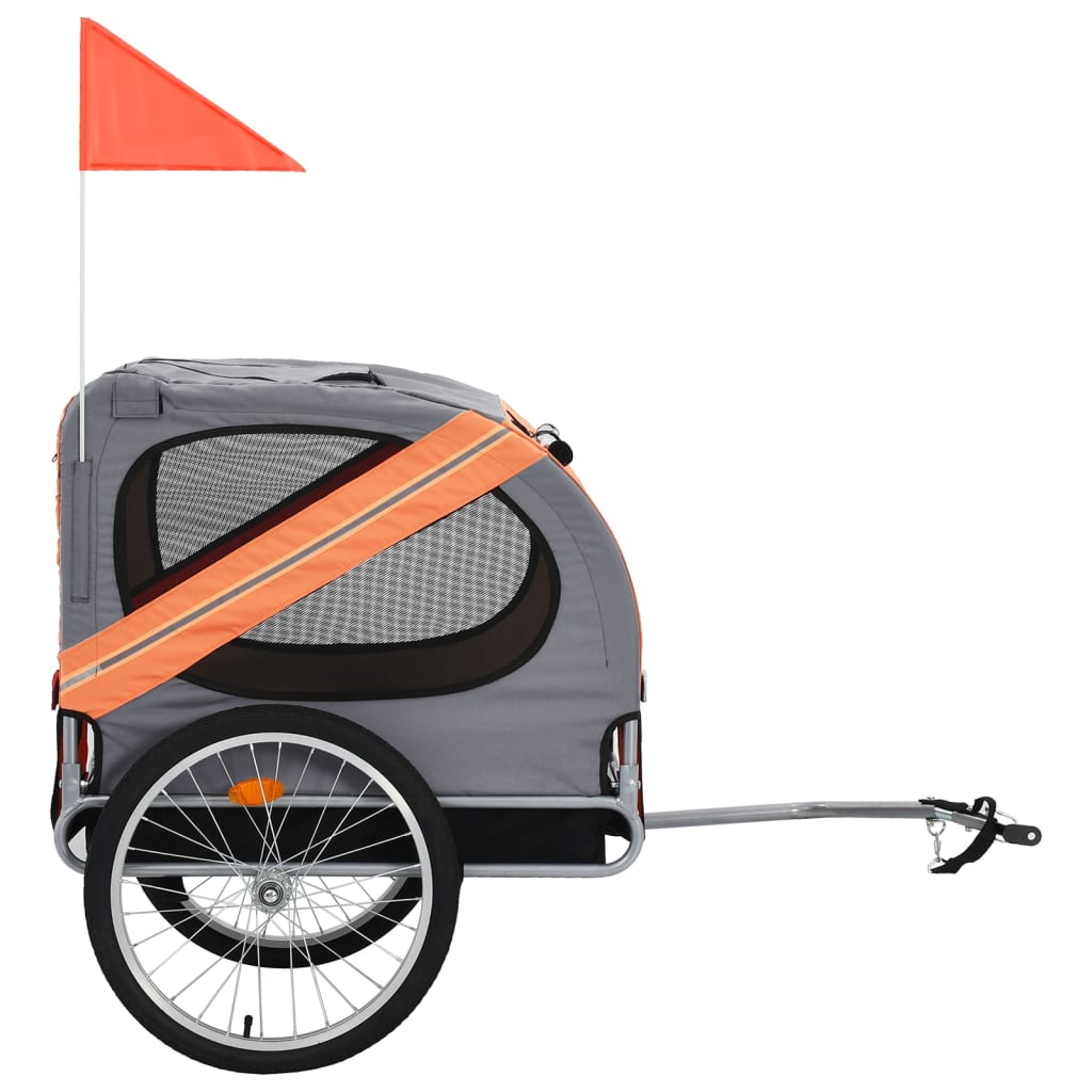 Vozík za kolo pro psa oranžový a šedý