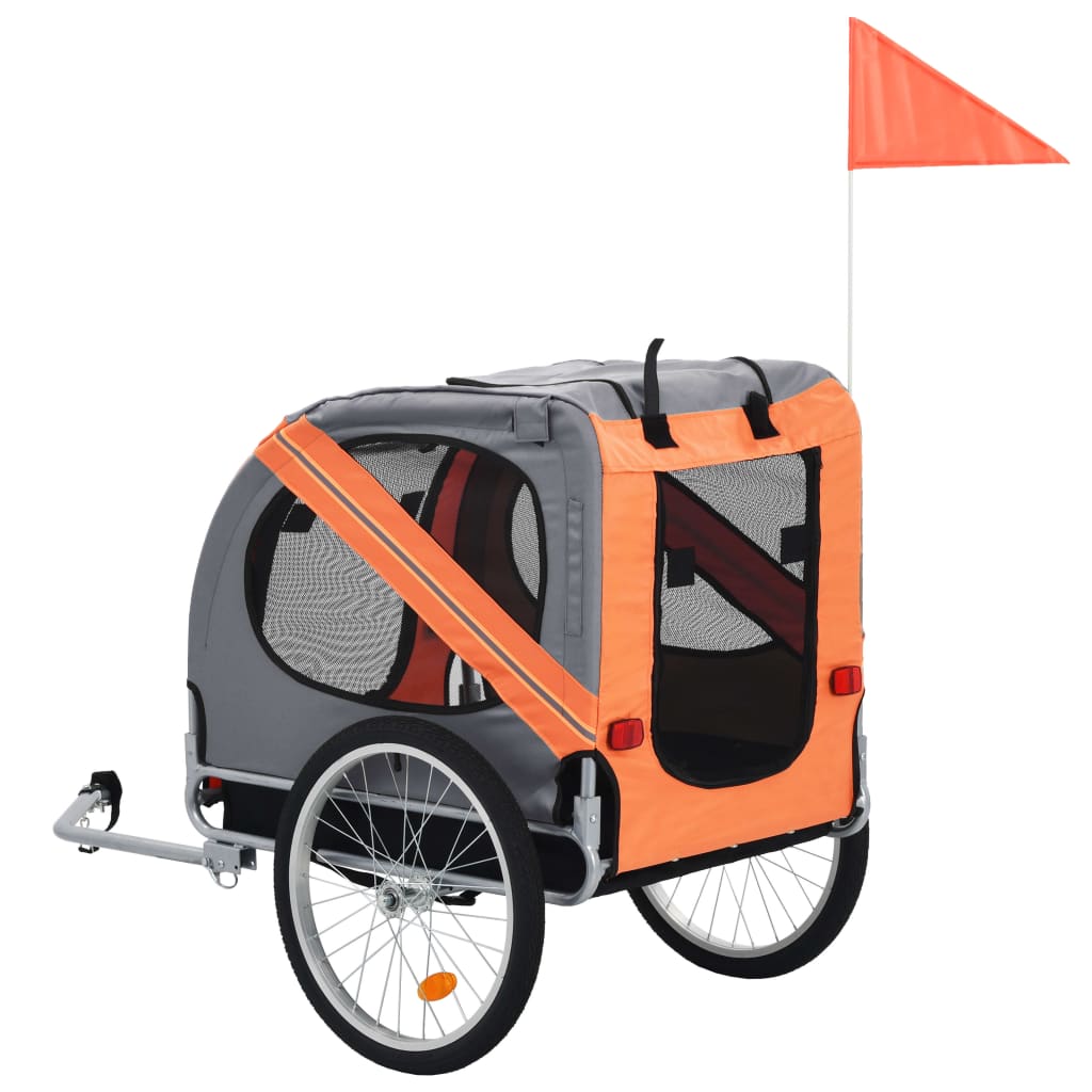 Vozík za kolo pro psa oranžový a šedý