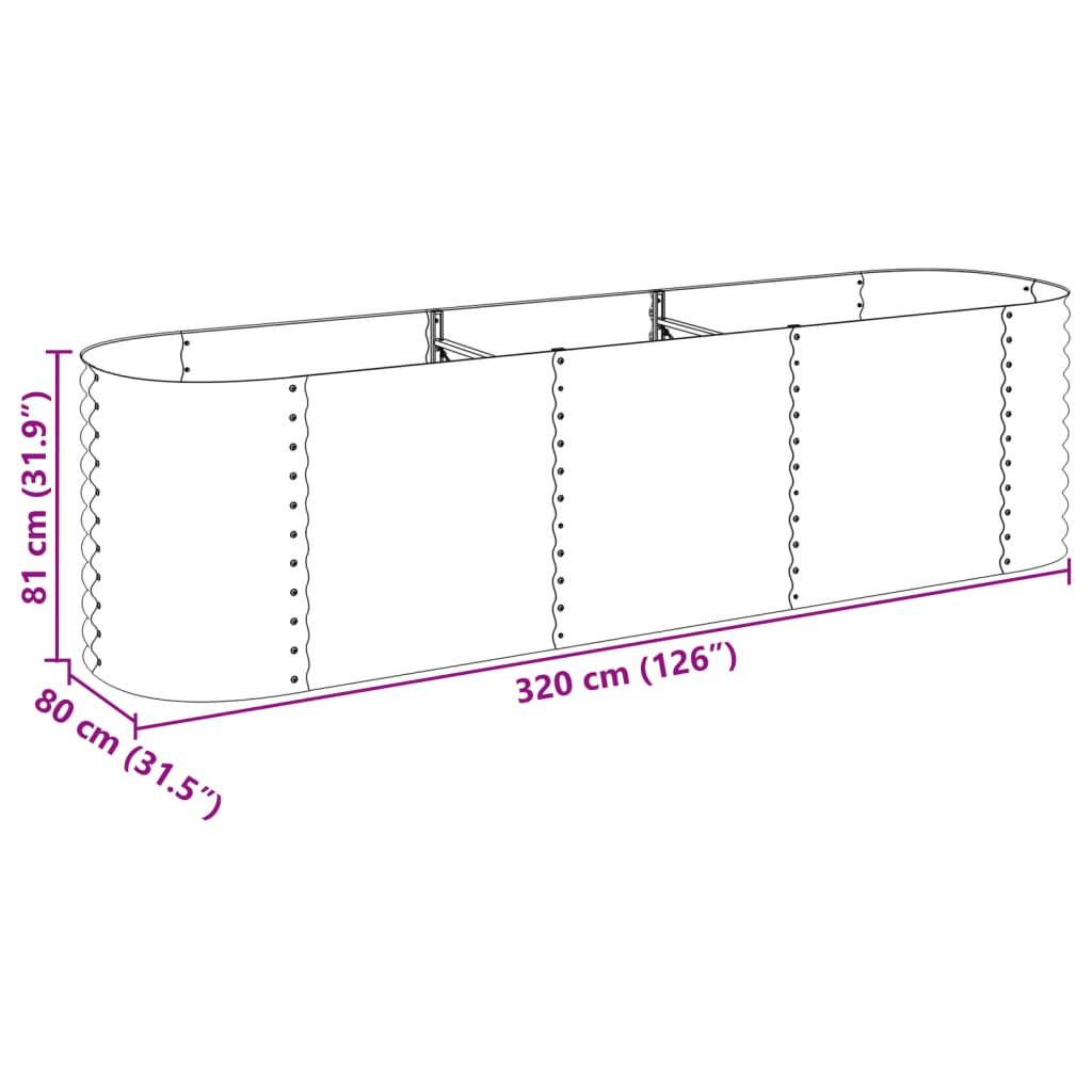 Vyvýšený záhon 320 x 80 x 81 cm pozinkovaná ocel šedý