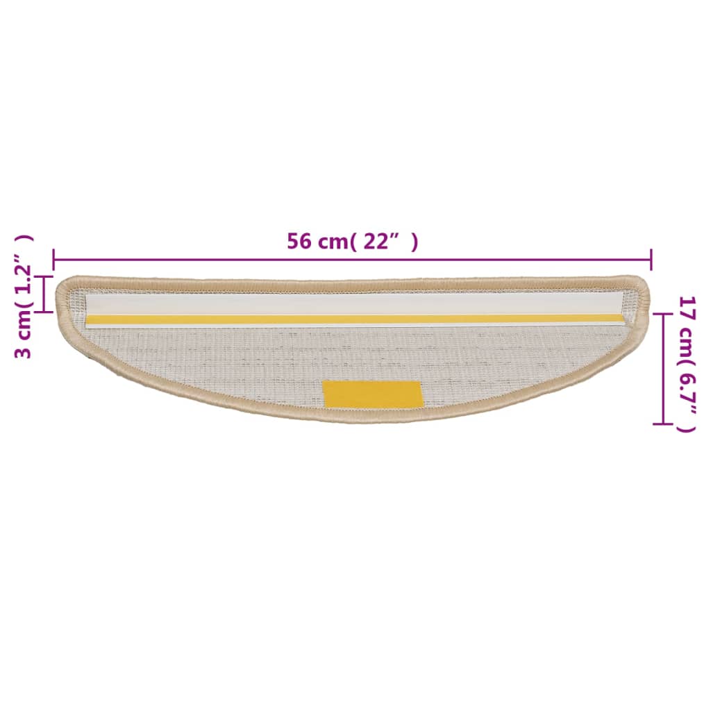 Nášlapy na schody 15 ks krémové 56x17x3 cm