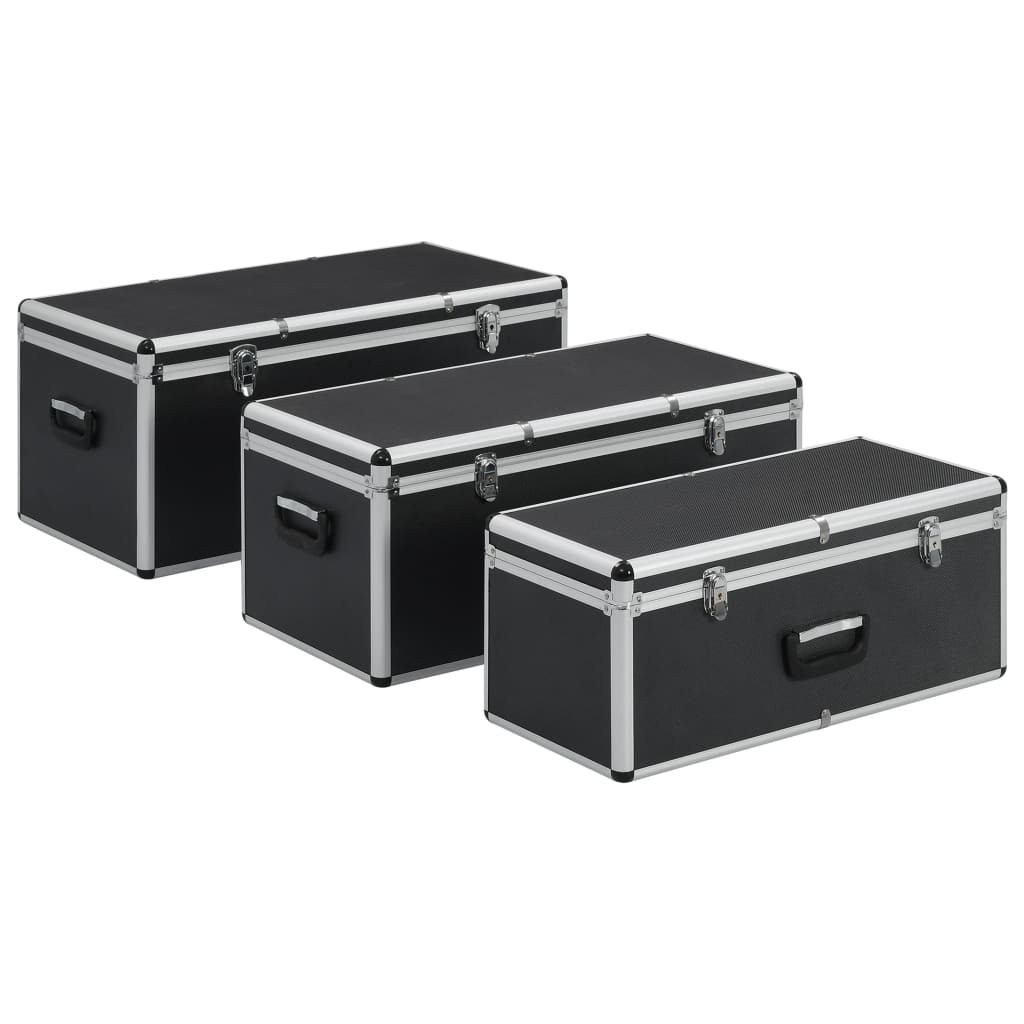 Úložné kufry 3 ks černé hliníkové