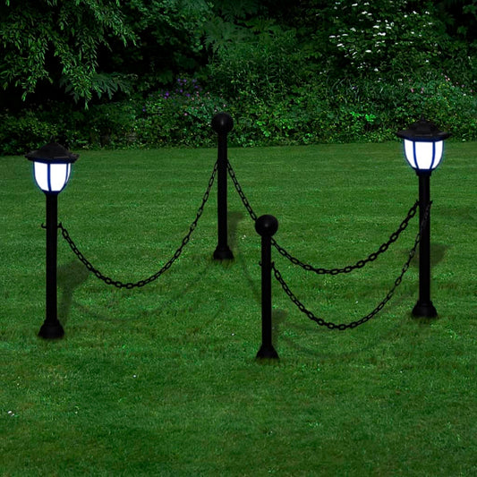 Řetězový plot se solárními světly 2 LED lampy 2 sloupky