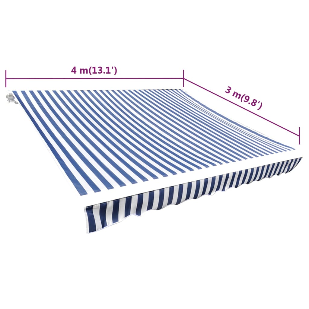 Plachta na markýzu plátěná modro-bílá 4 x 3 m (bez rámu)