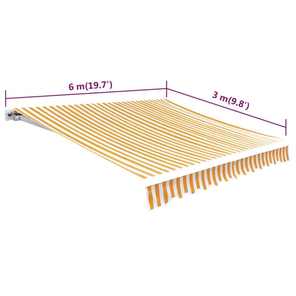 Plachta na markýzu slunečnicová žluto-bílá 6 x 3 m (bez rámu)