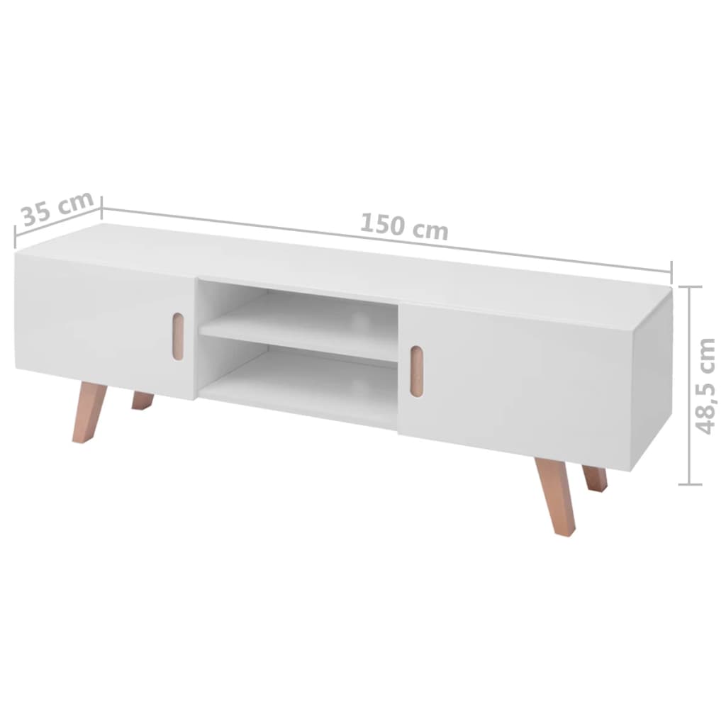 TV stolek MDF 150 x 35 x 48,5 cm bílý s vysokým leskem