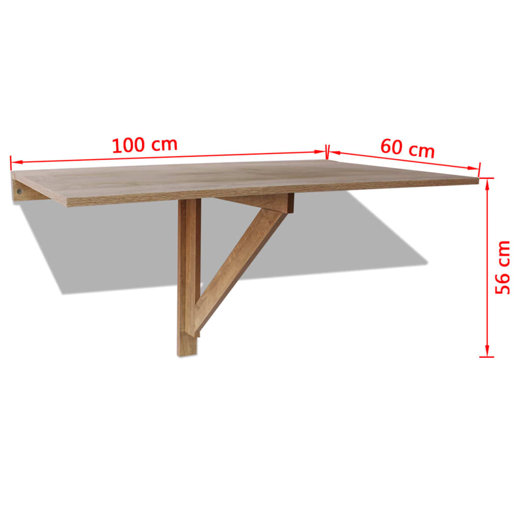 Sklápěcí nástěnný stolek dub 100 x 60 cm