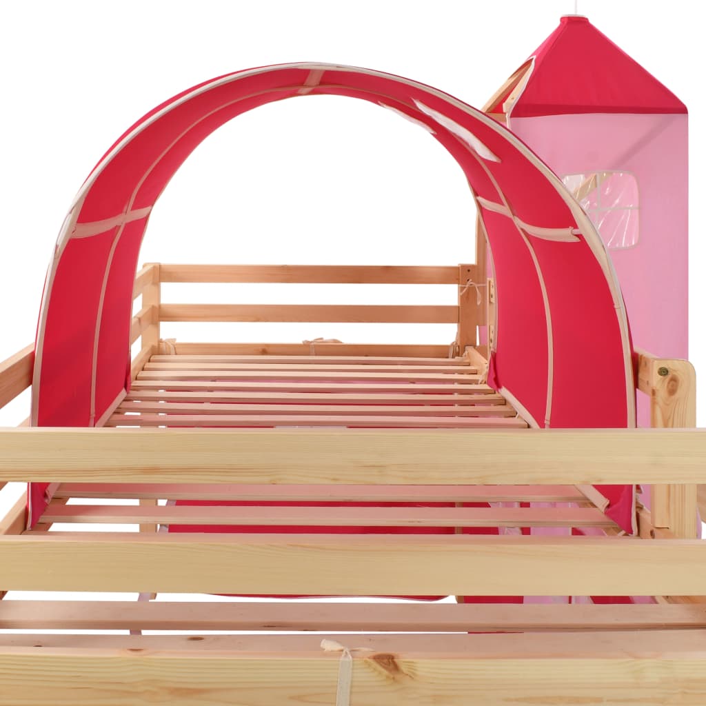 Dětská patrová postel skluzavka a žebřík borovice 208 x 230 cm