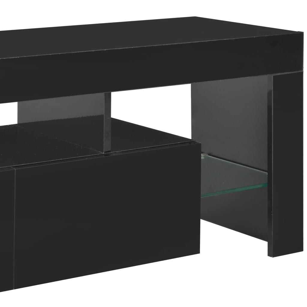 TV skříňka s LED osvětlením černá s vysokým leskem 130x35x45 cm