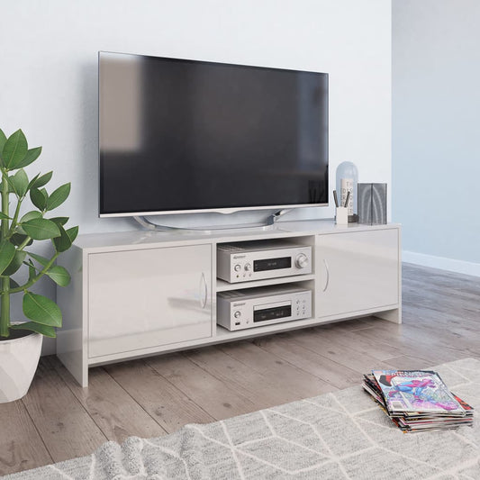 TV stolek bílý s vysokým leskem 120 x 30 x 37,5 cm dřevotříska