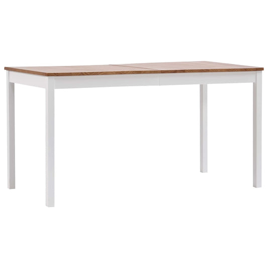 Jídelní stůl bílý a hnědý 140 x 70 x 73 cm borové dřevo