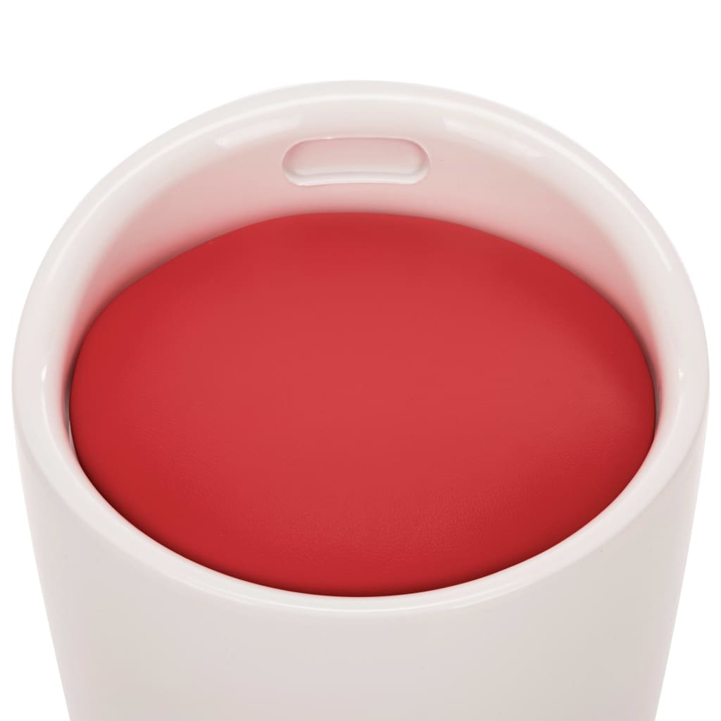 Stolička s úložným prostorem bílá a červená umělá kůže
