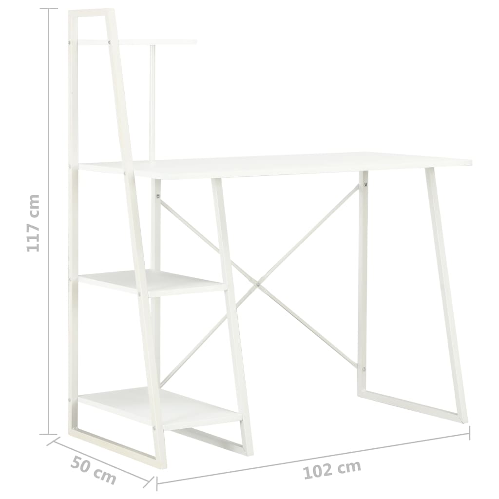 Psací stůl s poličkami bílý 102 x 50 x 117 cm