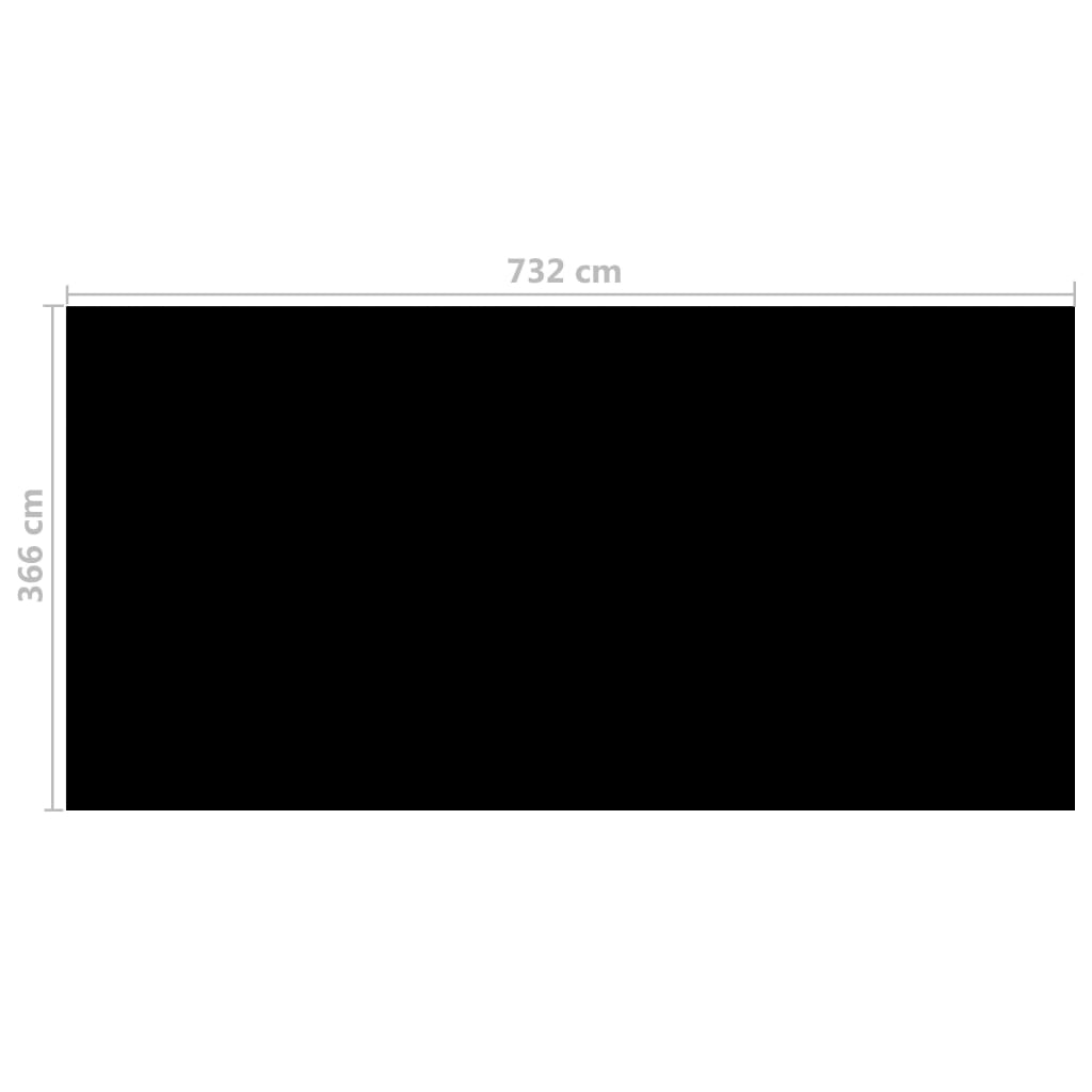 Kryt na bazén černý 732 x 366 cm PE
