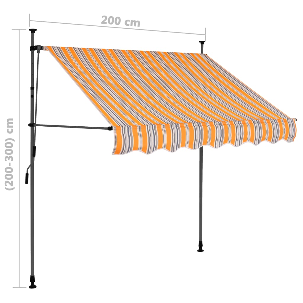 Ručně zatahovací markýza s LED světlem 200 cm žlutomodrá