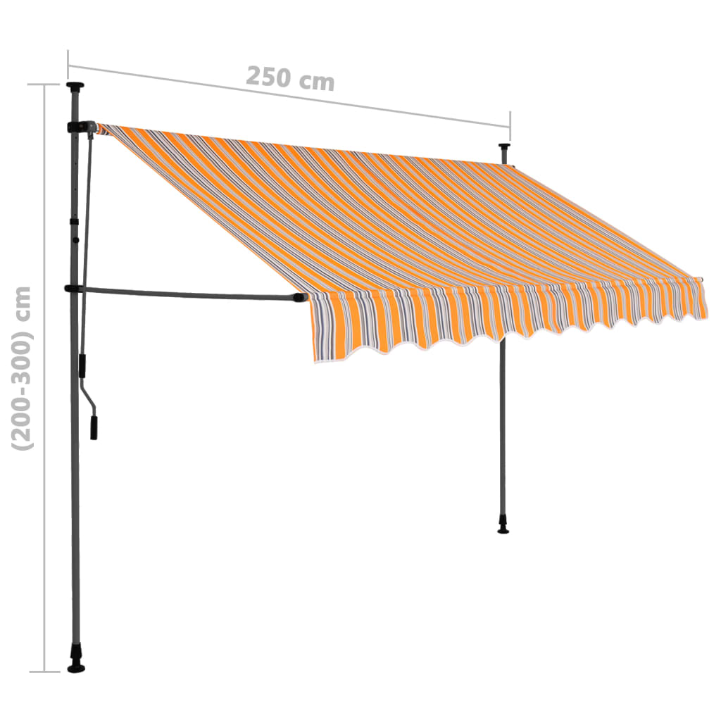 Ručně zatahovací markýza s LED světlem 250 cm žlutomodrá