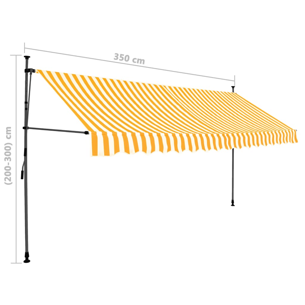 Ručně zatahovací markýza s LED světlem 350 cm bílooranžová