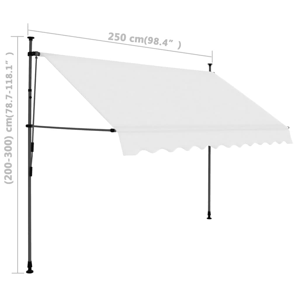 Ručně zatahovací markýza s LED světlem 250 cm krémová