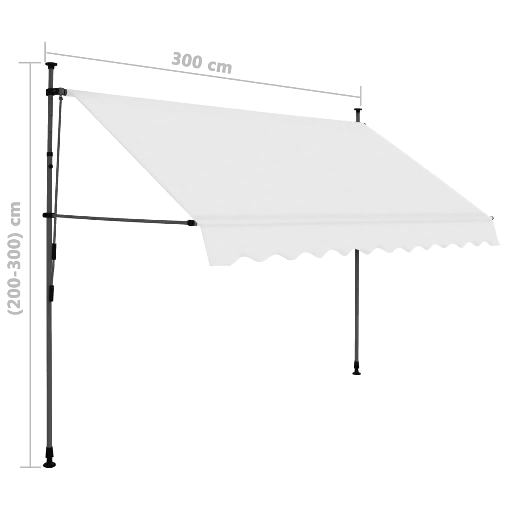 Ručně zatahovací markýza s LED světlem 300 cm krémová