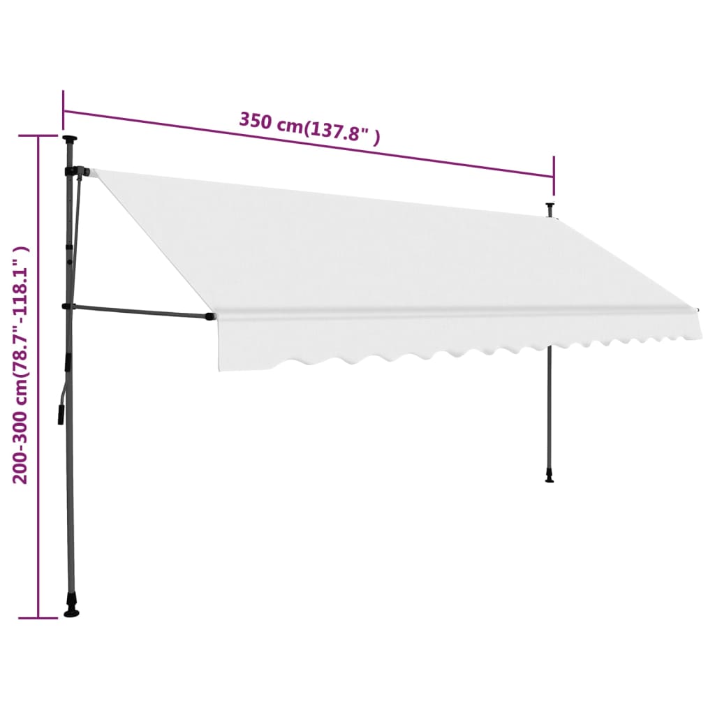 Ručně zatahovací markýza s LED světlem 350 cm krémová