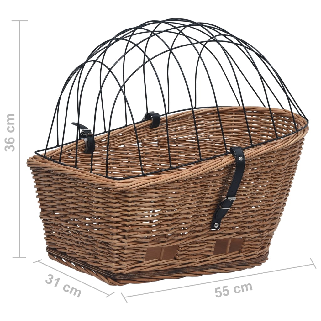 Koš na zadní kolo s krytem 55 x 31 x 36 cm přírodní vrba