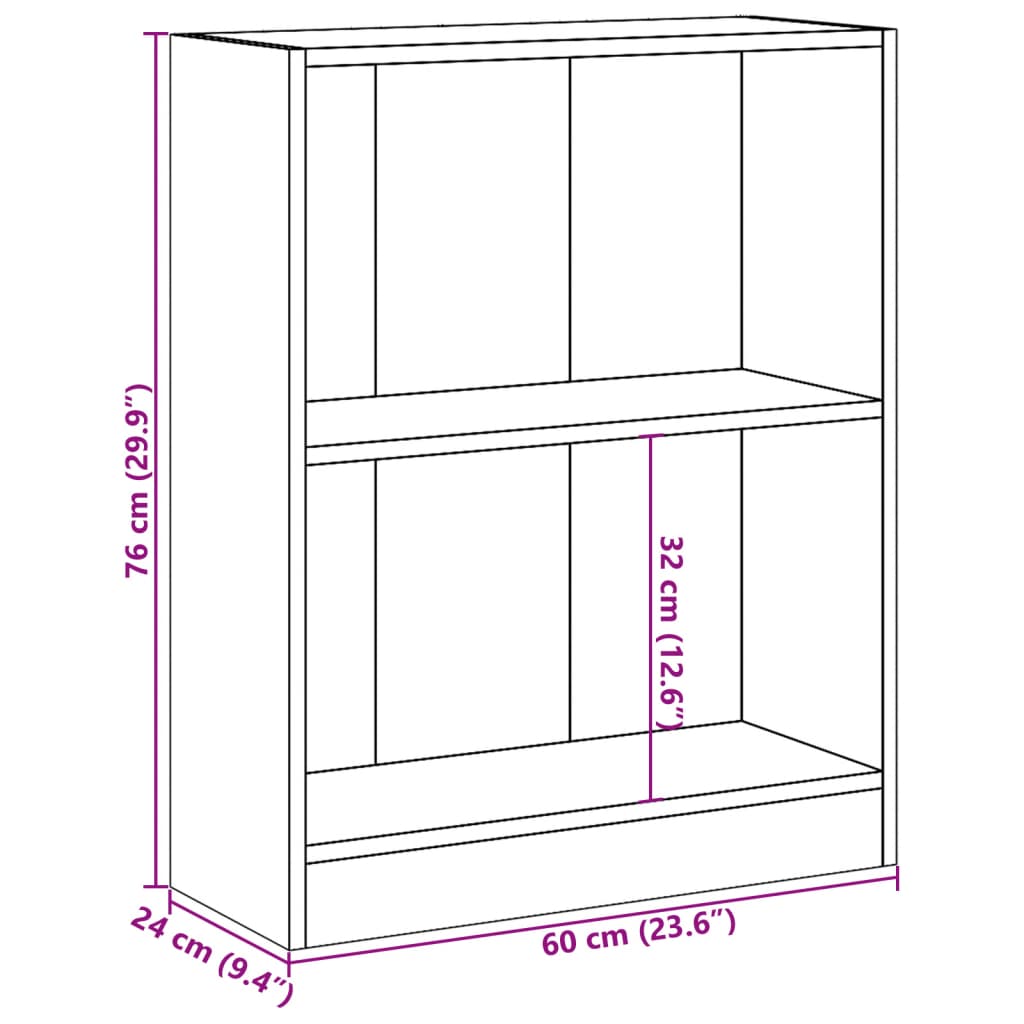 Knihovna sonoma dub 60 x 24 x 76 cm kompozitní dřevo