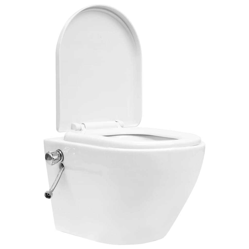 Závěsné WC bez oplachového kruhu s funkcí bidetu keramické bílé