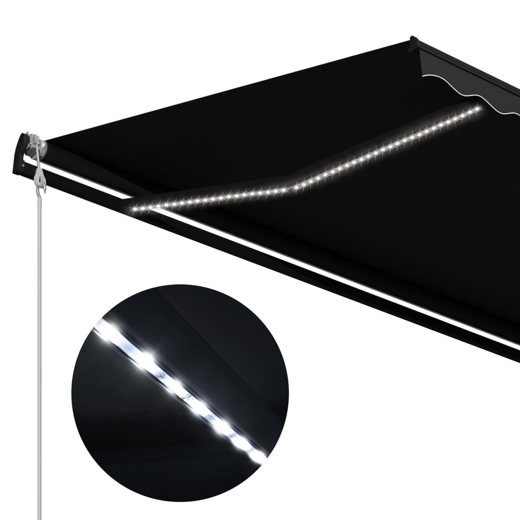 Zatahovací markýza senzor větru a LED 350 x 250 cm antracitová