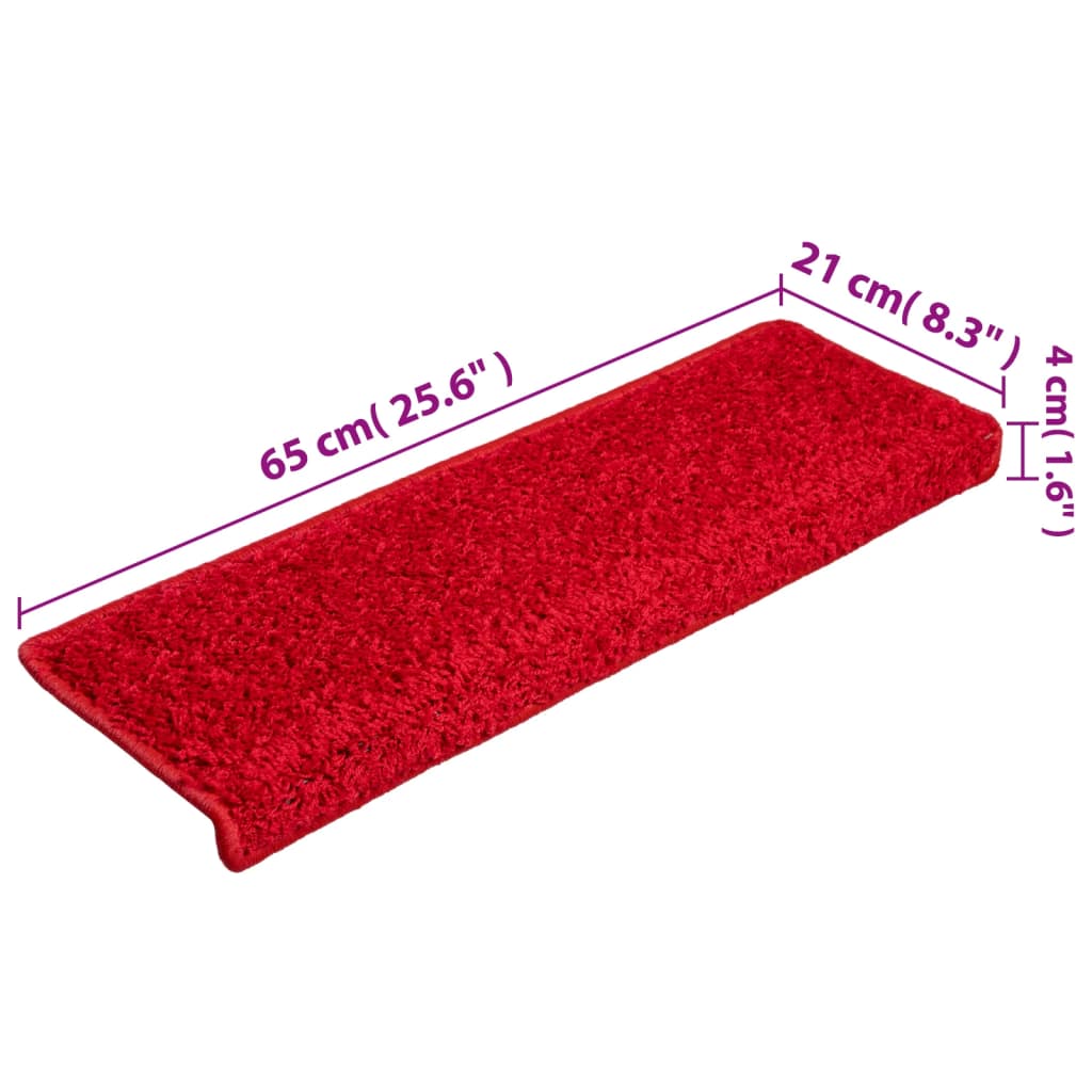 Kobercové nášlapy na schody 15 ks 65x21x4 cm červené