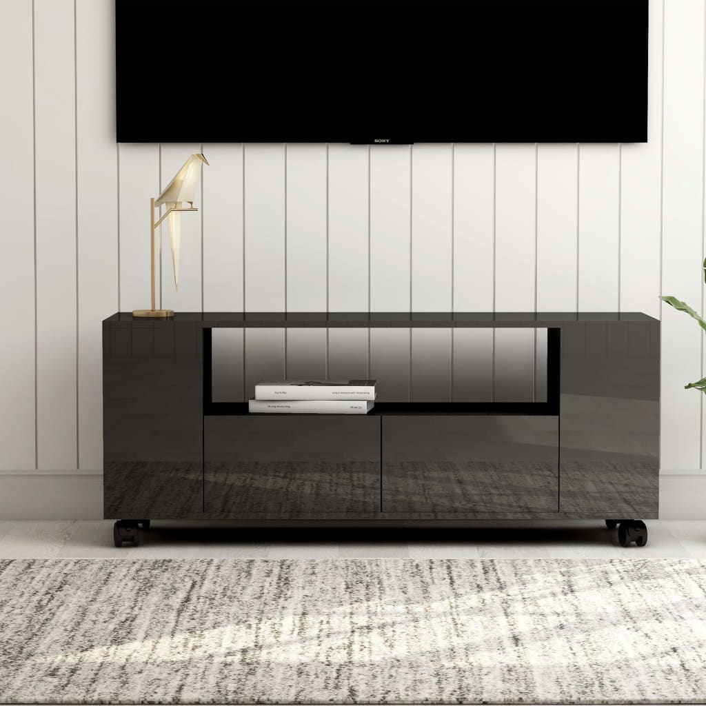 TV stolek šedý s vysokým leskem 120x35x48 cm kompozitní dřevo