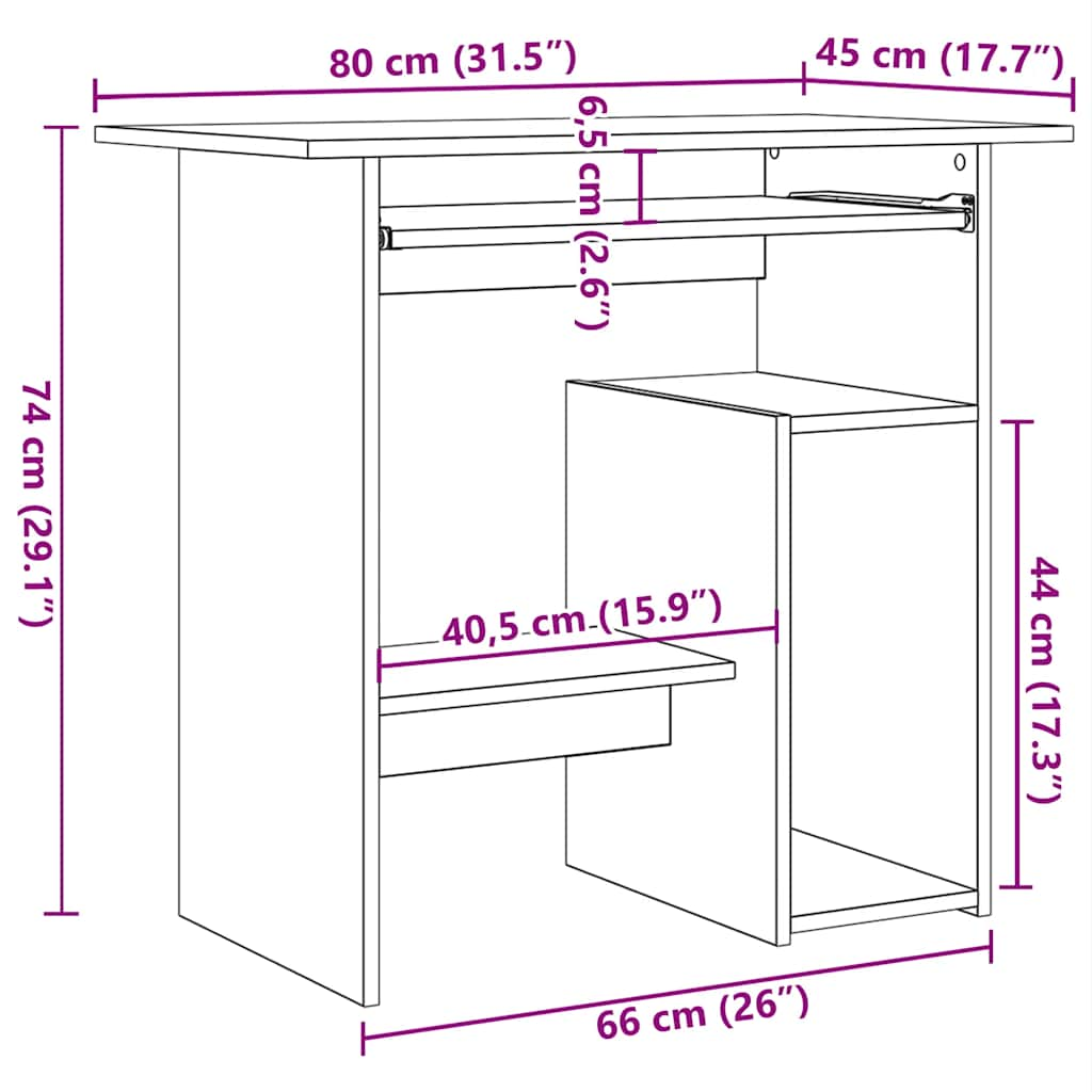 Psací stůl betonově šedý 80 x 45 x 74 cm kompozitní dřevo