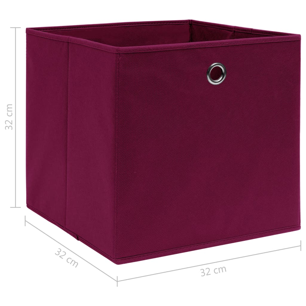 Úložné boxy 10 ks tmavě červené 32 x 32 x 32 cm textil