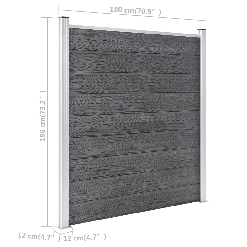 Zahradní plot WPC 699 x 186 cm šedý