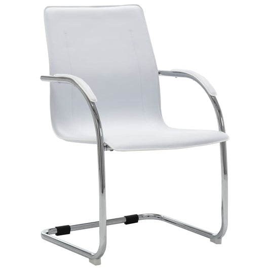 Konzolová kancelářská židle bílá umělá kůže